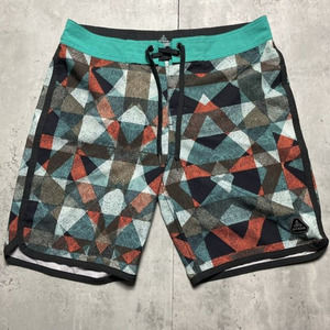 Prana Swim Trunks Mens Sz 33 Colorful Geometric Beach Surf High Seas Boardshorts
